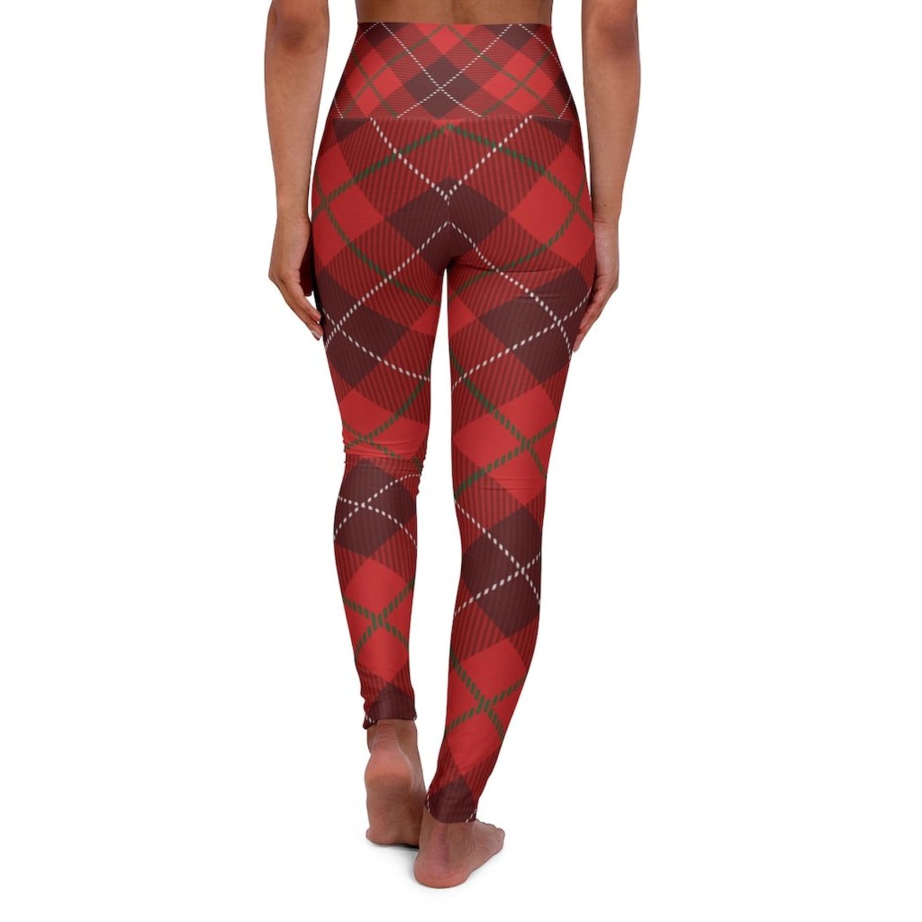 Grey Coco Activewear High Waisted Red Plaid Style Leggings