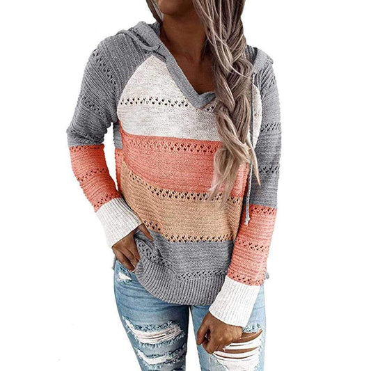 Silver Sam Sweaters & Hoodies Hit Color Hoodies Knitted Sweatshirt