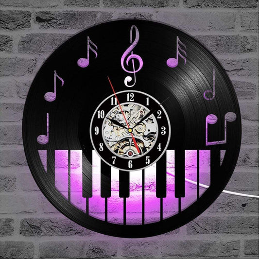 hansleii Hollow Piano Keyboard Vinyl Record LED Clock