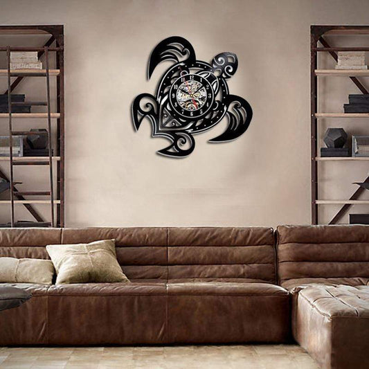 hansleii Black HOT Sea Turtle Shape Classic Wall Clocks