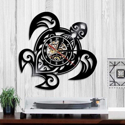 hansleii Black HOT Sea Turtle Shape Classic Wall Clocks