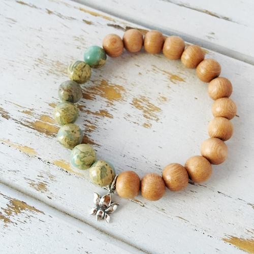 Purple Lily Jewelry & Watches I Am Worthy Bracelet, Aqua Terra Jasper & Rosewood
