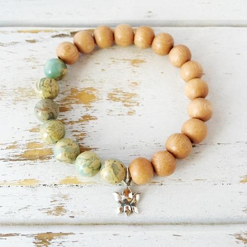 Purple Lily Jewelry & Watches I Am Worthy Bracelet, Aqua Terra Jasper & Rosewood