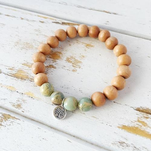 Purple Lily Jewelry & Watches I Attract Peace Bracelet, Aqua Terra Jasper &