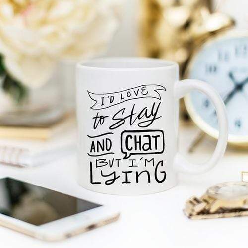Magenta Shadow Gifts I'd Love To Stay And Chat Dishwasher Safe Mug,