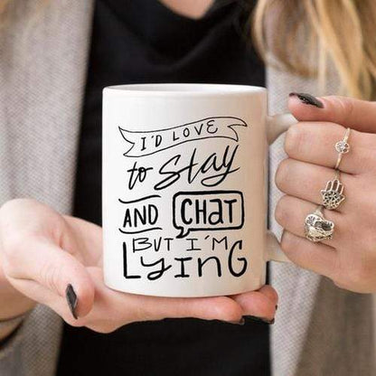 Magenta Shadow Gifts I'd Love To Stay And Chat Dishwasher Safe Mug,