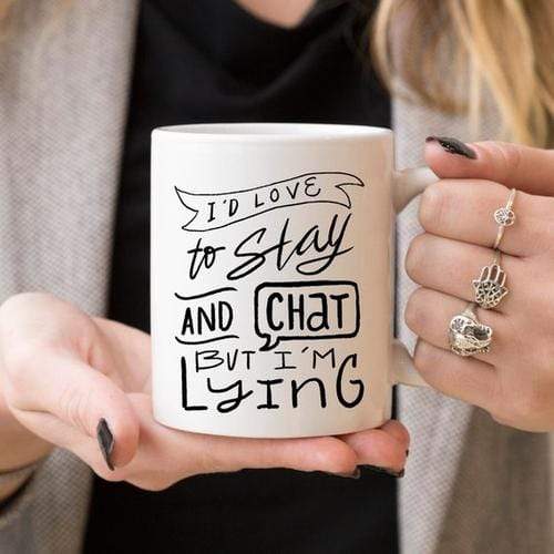 Magenta Shadow Gifts I'd Love To Stay And Chat Dishwasher Safe Mug,
