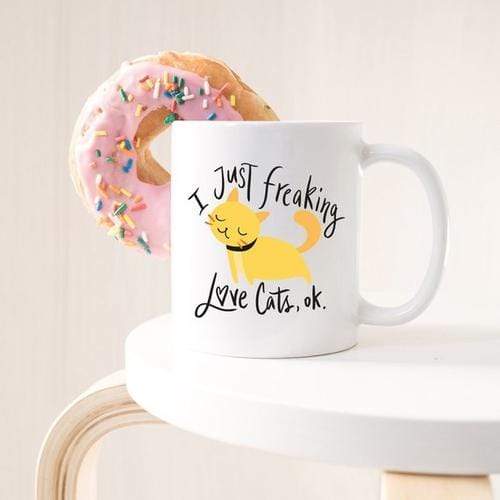 Magenta Shadow Gifts I Just Freaking Love Cats OK Mug, Cat Mugs, Funny
