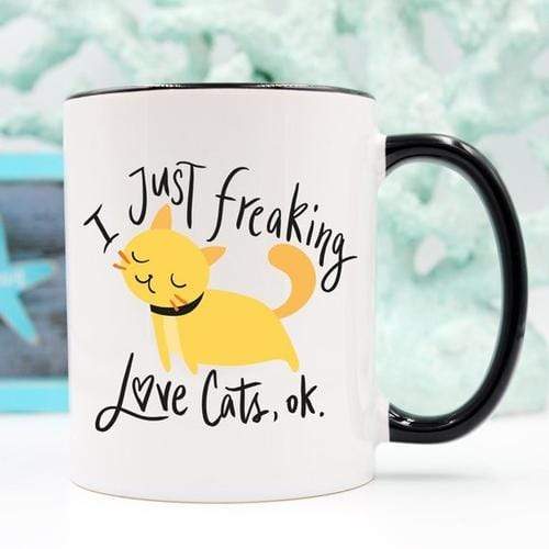Magenta Shadow Gifts I Just Freaking Love Cats OK Mug, Cat Mugs, Funny
