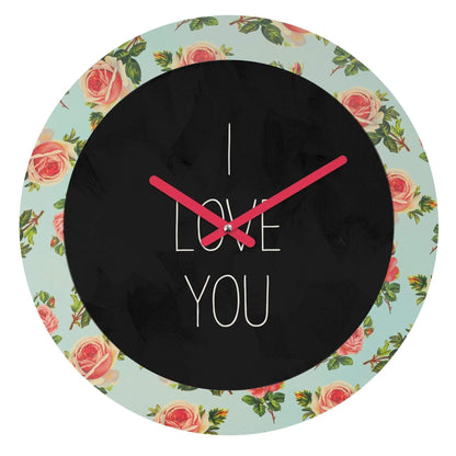 Scorpius Clocks I LOVE YOU FLORAL WALL CLOCK
