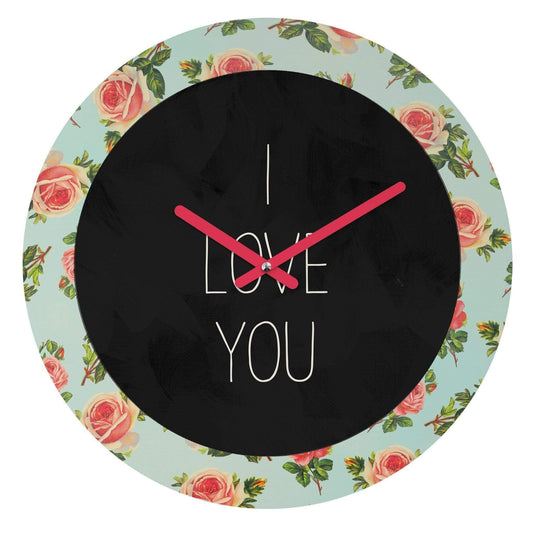 Scorpius Clocks I LOVE YOU FLORAL WALL CLOCK