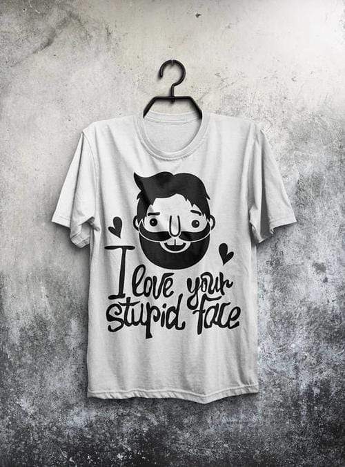 Green Lucky Men's Clothing I Love Your Stupid Face Men's Tee.