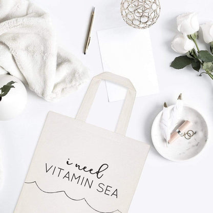 Turquoise Andromeda Totes & Beach Bags I Need Vitamin Sea Tote Bag