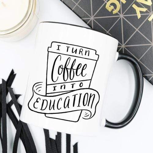 Magenta Shadow Gifts I Turn Coffee Into Education Mug, 11 oz Mug,