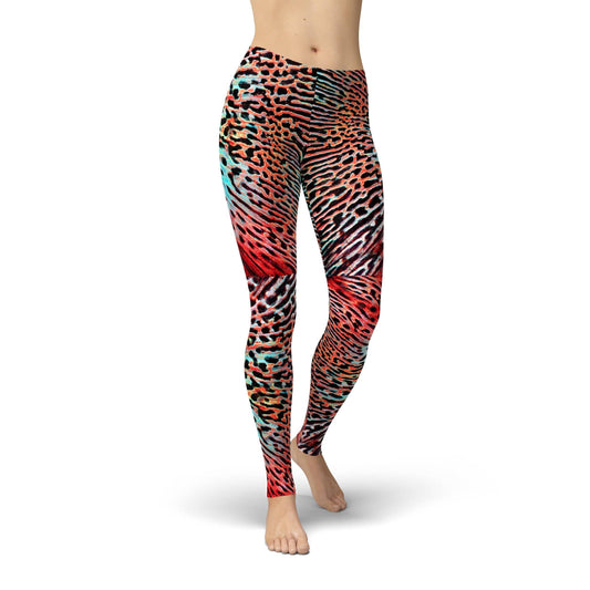 Orange Poppy Leggings Jean Animal Skin Leggings