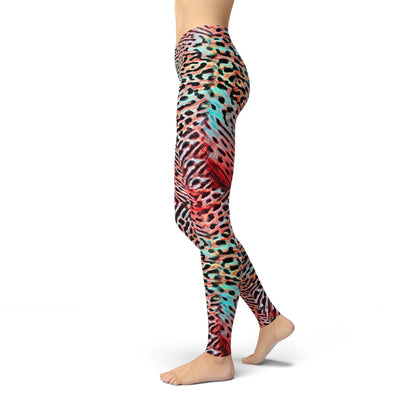 Orange Poppy Leggings Jean Animal Skin Leggings