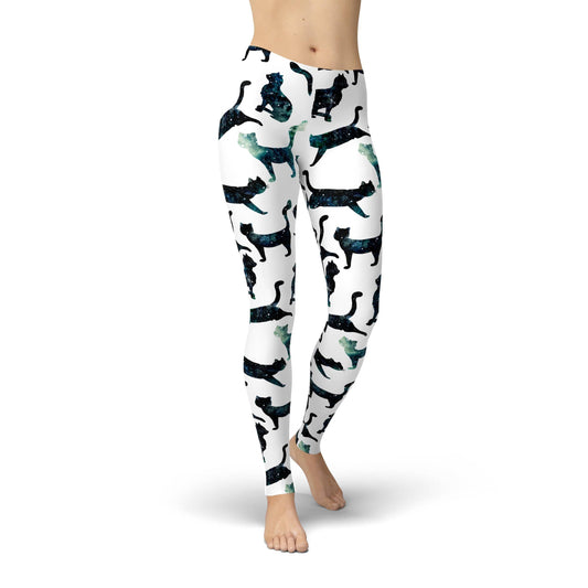 Orange Poppy Leggings Jean Black Space Cats Leggings