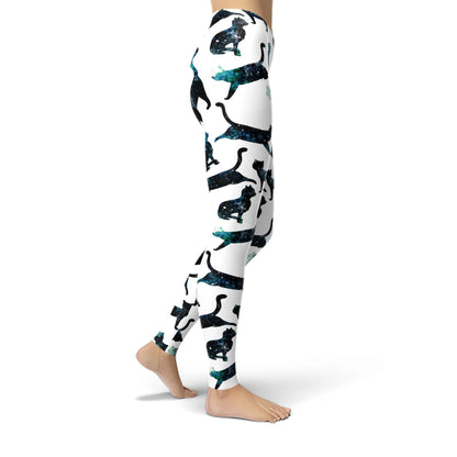 Orange Poppy Leggings Jean Black Space Cats Leggings