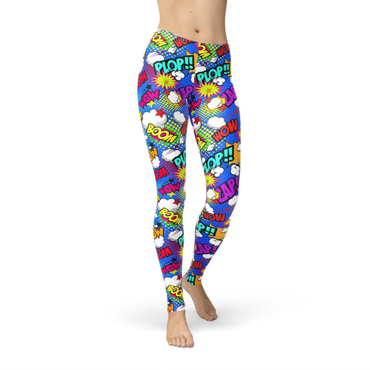 Orange Poppy Leggings Jean Comic Book Leggings