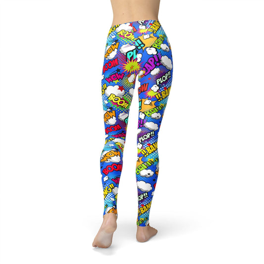 Orange Poppy Leggings Jean Comic Book Leggings