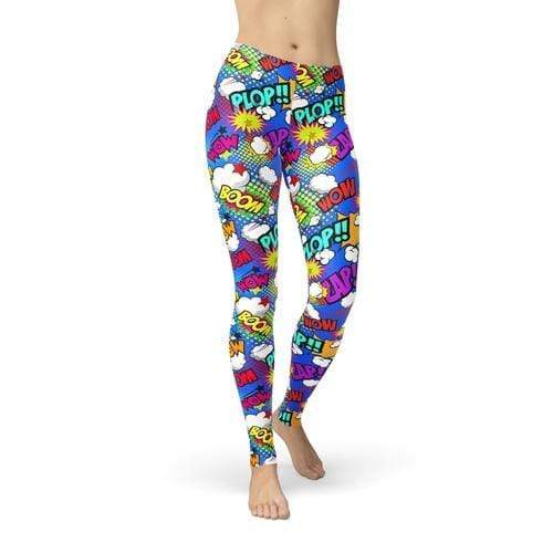 Orange Poppy Leggings 2XL / Multi Color Jean Comic Book Leggings