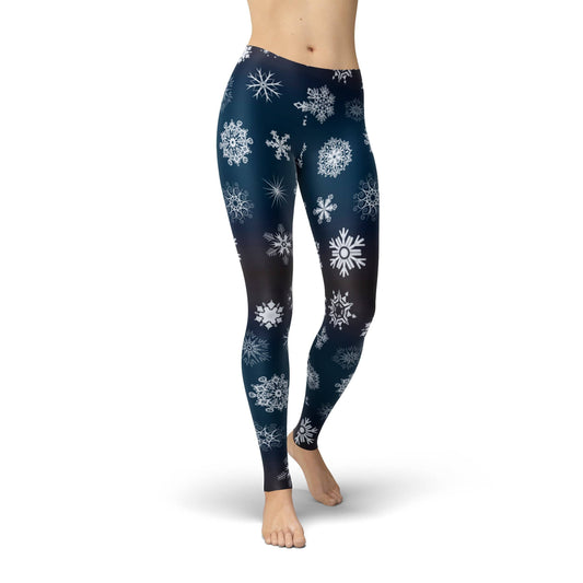 Orange Poppy Leggings Jean Crystal Snowflakes Leggings