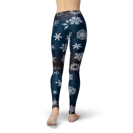 Orange Poppy Leggings Jean Crystal Snowflakes Leggings