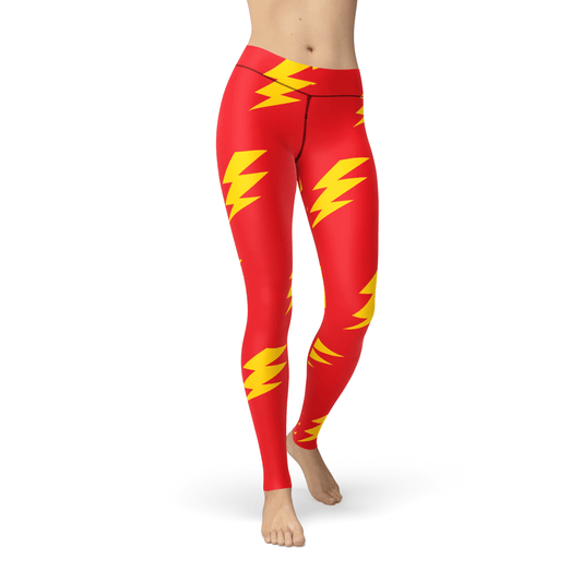 Orange Poppy Leggings Jean Lightning Bolts Leggings