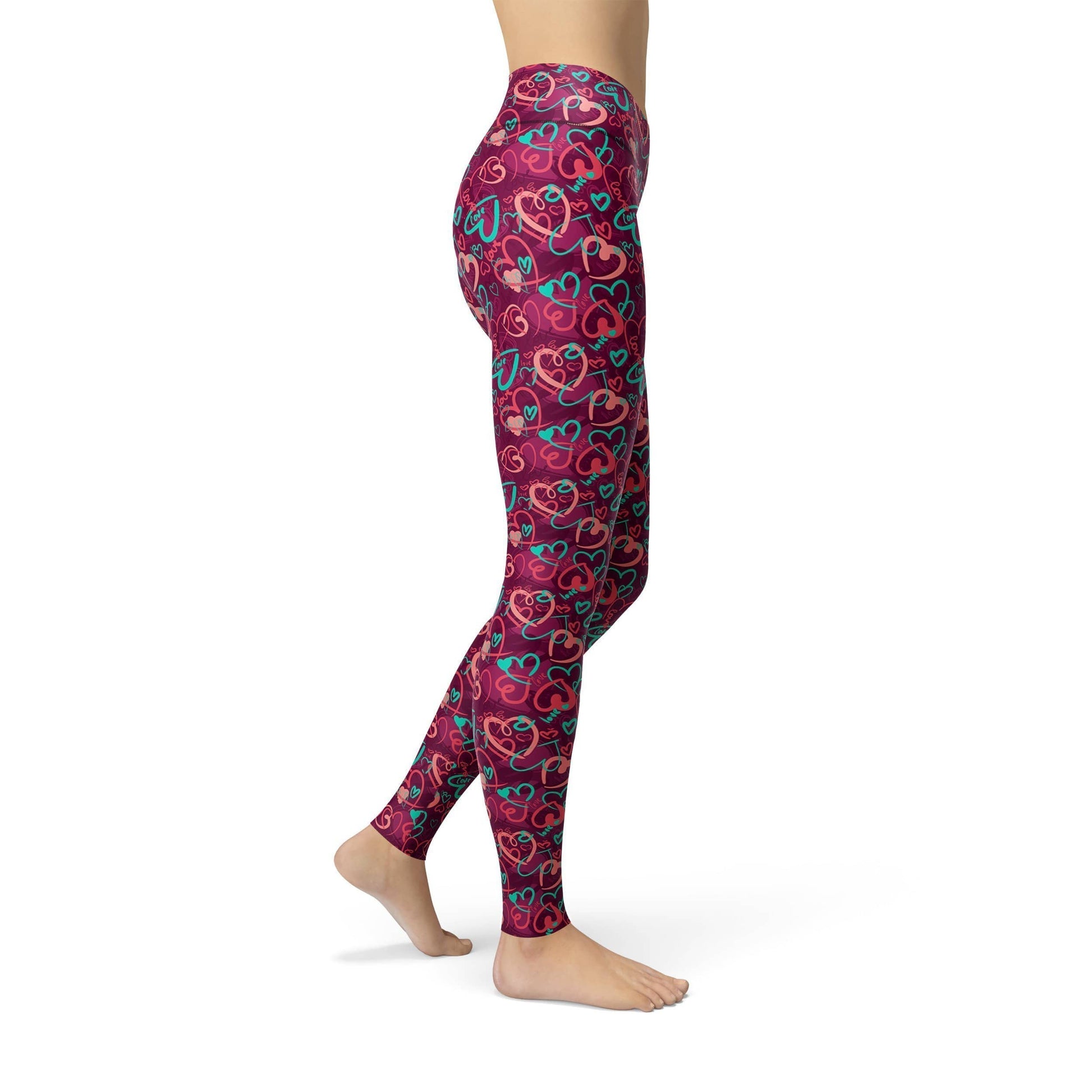 Orange Poppy Leggings Jean Magenta Hearts Leggings