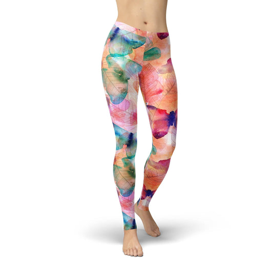 Orange Poppy Leggings Jean Pastel Butterflies Leggings
