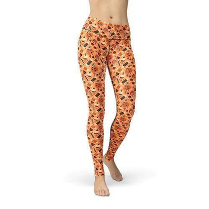 Orange Poppy Leggings 2XL / Multicolored Jean Pumpkin Candies Leggings