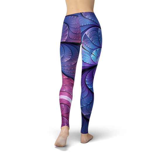 Orange Poppy Leggings Jean Purple and Blue Scales Leggings