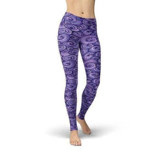 Orange Poppy Leggings Jean Purple Swirls Leggings