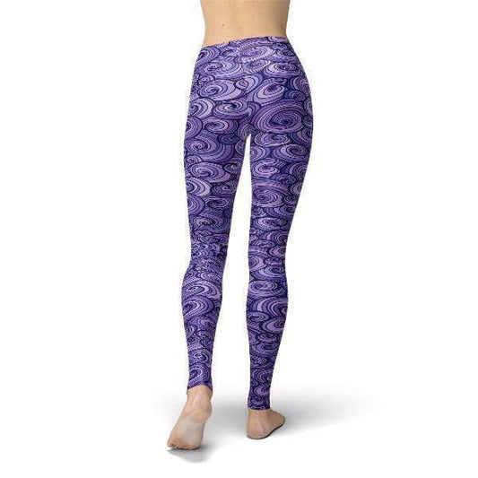 Orange Poppy Leggings Jean Purple Swirls Leggings
