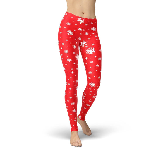 Orange Poppy Leggings Jean Red Snowflake Leggings