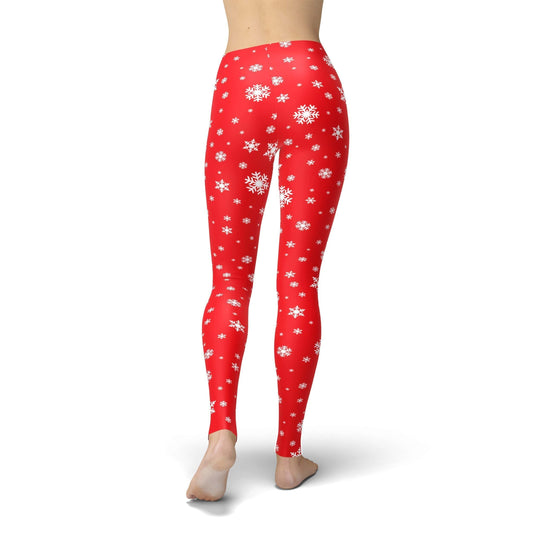 Orange Poppy Leggings Jean Red Snowflake Leggings
