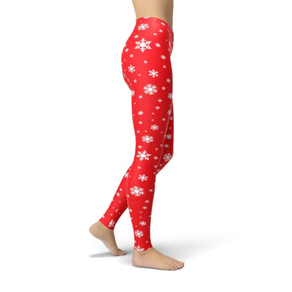 Orange Poppy Leggings Jean Red Snowflake Leggings