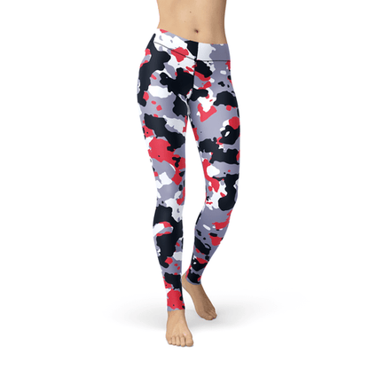 Orange Poppy Leggings S / Multicolored Jean Red White Camo Leggings