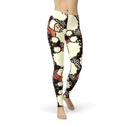 Orange Poppy Leggings 2XL / Navy Jean Santa Heads Leggings