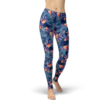 Orange Poppy Leggings Jean Tropical Leggings