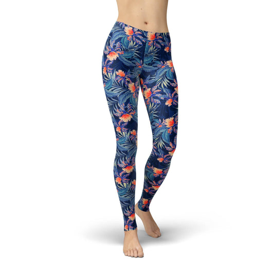 Orange Poppy Leggings Jean Tropical Leggings