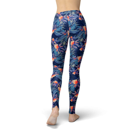 Orange Poppy Leggings Jean Tropical Leggings