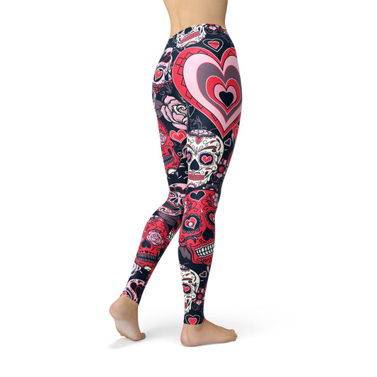 Orange Poppy Leggings Jean Valentine Sugar Skulls Leggings