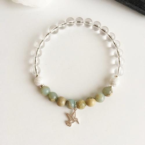 Purple Lily Jewelry & Watches Joy & Tranquility - Crystal Quartz and Aqua Terra
