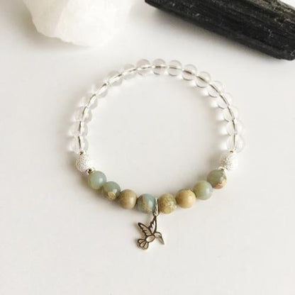 Purple Lily Jewelry & Watches Joy & Tranquility - Crystal Quartz and Aqua Terra