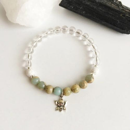Purple Lily Jewelry & Watches Joy & Tranquility - Crystal Quartz and Aqua Terra
