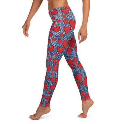 Lavender Millie Women's Clothing Karla Denim Hearts Leggings, Capris and Shorts