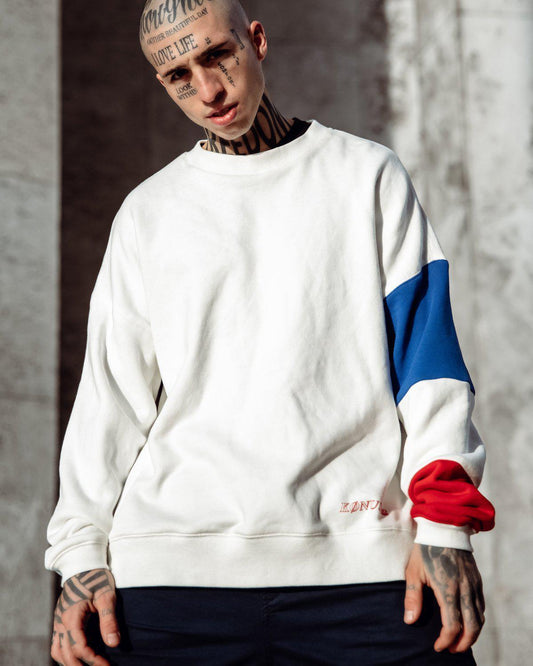 Lemon Hera Men's Clothing Konus Color Blocked White Sweatshirt