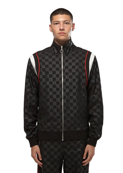 Lemon Hera Men's Clothing Konus Men's Tonal Checkered Jacket in Black