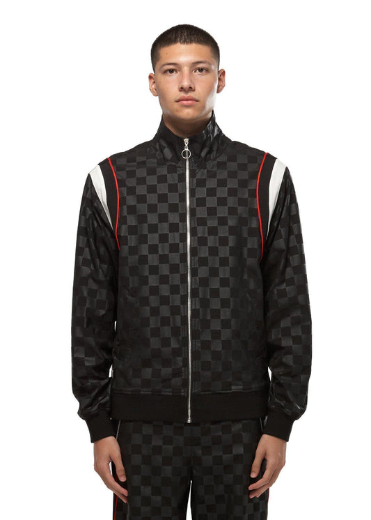 Lemon Hera Men's Clothing Konus Men's Tonal Checkered Jacket in Black